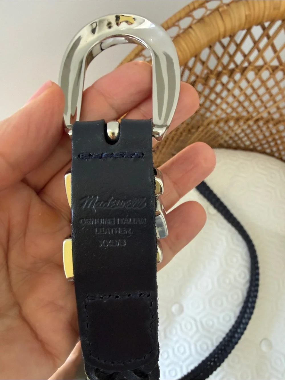Madewell Deep Indigo Triple Leather Keeper Belt with Polished Silver Buckle
